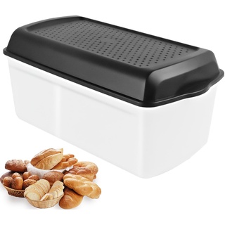 NBVNBV Brotkasten, Smart Brotbox mit Trenner und Bread Deckel Schwarz, Lebensmittelecht Brot Aufbewahrungsbox Länger Frisch Brotaufbewahrung - 32cm*17.5cm*15 cm (Rechteckig)