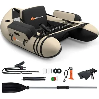 Costway Aufbelasbares Schlauchboot, Angelboot mit Verstellbarer Rückenlehne, Fischerboot & grün