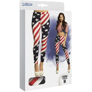 Boland 44965 - Leggings USA, Größe M, Sterne und Streifen, Amerikanische Flagge, Damen, Hose mit Stretch, Karneval, Mottoparty