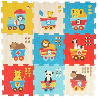 Bieco Puzzlematte, 18-tlg. | Spielmatte Baby | XXL Puzzle Kinder | Krabbeldecke Baby Spielmatte Kinder| Turnmatte Kinder | Kinder Teppiche | Krabbelmatte Baby | Buchstaben Lernen | Spielteppich Junge