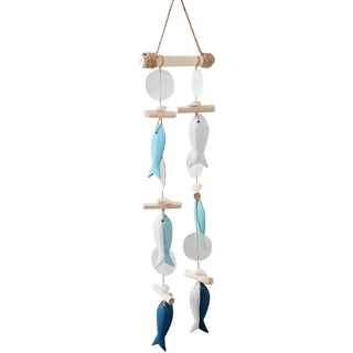 Maritime Deko Windspiel, Mediterrane Deko zum Aufhängen aus Holz, Fensterdeko Hängend Modern Basteln, Zimmer Deko Aesthetic Anhänger Ornament, Hängedeko Maritim für Fenster Balkon Garten Deko (C)