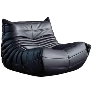 SANTUO Togo Sofa, lässiges Faules Sofa Schlafzimmer Wohnzimmer kann Sich hinlegen und schlafen, Einzelsessel, NAPA-Leder verschleißfest und Kratzfest(Schwarz,103X88X70CM)
