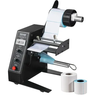 VEVOR Automatischer Etikettenspender, Breite 15-125 mm, Länge 3-150 mm, Etikettenabstreifer, Etikettentrennmaschine, stufenlose Geschwindigkeitseinstellung, Etikettenapplikator, max. Zählung 0-999999