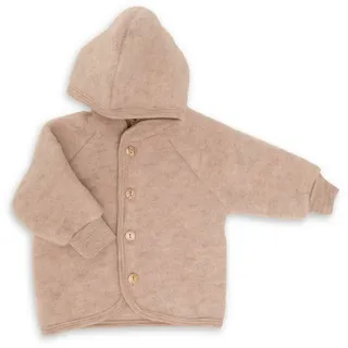 luna & curious Engel Baby Jacke mit Kapuze Wollfleece (Sand Melange,50-56) - 50-56