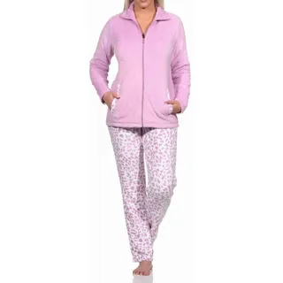 normann Damen Hausanzug Homewear aus Coralfleece im Animal Look, Farbe:pink, Größe:48/50 - 48-50