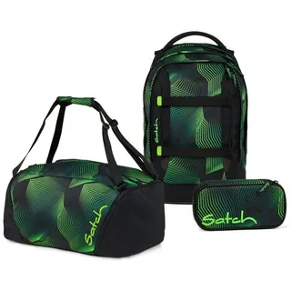 Satch Pack Schulrucksack Set 3tlg. inkl. Schlamperbox und Sporttasche (Seismic Green)