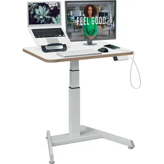 LEITZ Ergo Compact Workstation Kleiner Elektrischer höhenverstellbarer Sitz-/Steh-Schreibtisch, 80 x 60 cm, Stehpult belastbar bis 80 kg, Mit Aufsteherinnerung, Für Büros & Home Office, Weiß, 65340001