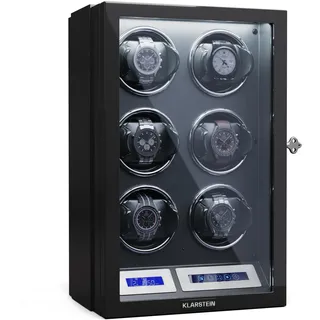 Klarstein Uhrenbeweger für Automatikuhren, Automatik-Uhrenbeweger für 6 Uhren, Automatikuhr Uhrenbeweger mit Acryl-Tür, Automatischer Uhrenbeweger, Blaue LEDs, Watch Winder mit 5 TPD Einstellungen