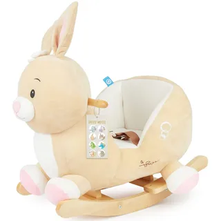 Bieco Plüsch Schaukeltier Hase Hopsi, 60 cm | Kinder Schaukelstuhl mit Sicherheitsgurt | Baby Schaukel | Schaukel Kleinkind | Schaukeltier Baby Schaukelwippe ab 9 Monate | Schaukelpferd Holz