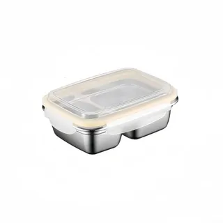 Jotekonoby 304 Edelstahl Lunchbox Lebensmittelbehälter 2 Fächer mit auslaufsicherem Verschluss spülmaschinenfest (850 ml)