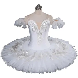 EXKURPOO Tütü Kinder Klassische Professionelle Ballett Tutu Erwachsene Kinder Weiß Schwanensee Pfannkuchen Tutu Ballerina Party Tanz Kostüm Ballett Kleid Mädchen Frauen(Height 110-120cm)
