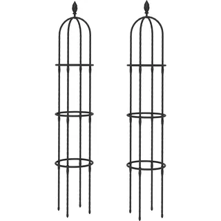 Outsunny Garten Rankhilfe 2er Set 174 cm Obelisk Rankhilfe aus Stahl Abnehmbar Pflanzenstütze Obelisk Rankgitter Höhe Rankgitter Käfige für Kletterpflanzen Rose Gurke Tomate   Aosom