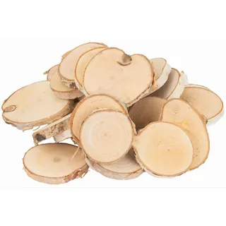 NaDeco Birkenscheiben Natur rund Ø 3-6cm ca. 250g | Baumscheiben aus Birkenholz | Birkenholz Deko | Holzscheiben zur Dekoration | Naturholz unbehandelt mit Rinde | Holzdeko Hochzeit | Birkenstamm