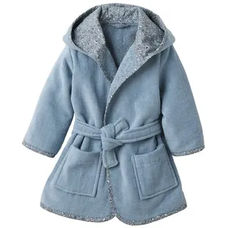 vertbaudet Bademantel Baby Bademantel INDIEN BLUME, Frottee, Blumenmuster, Musselin blau 74