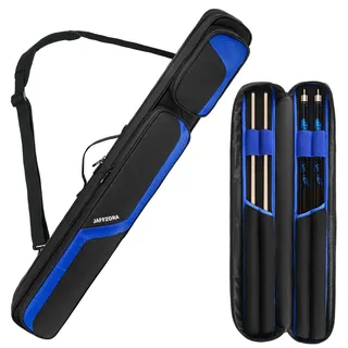 Billardqueue-Tasche für 2 x 2, Tragetasche für 2 Hintern und 2 Schäfte, weiche Billardqueue-Tasche mit Schultergurten, Schwarz (nur Tasche)