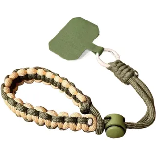 MZYFDC Handyband Zum UmhäNgen Kurzes Sport-Handy-Charme-Armband, verstellbar, schwarz/grün, gewebt, robust, Lanyard, Reise-Schlüsselband(Green apricot)