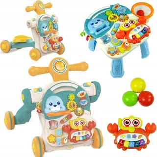Coil Lauflernwagen 4-in-1 , Lernspielzeug, Musikspielzeug, Lauflernwagen für Kinder, Lauflernwagen mit Licht und Musik, Roller, Spieltisch, höhen... - Grün