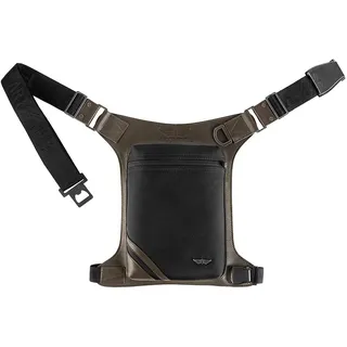 Artonvel - Beintasche Moto The Original – Vollnarbenleder Vintage & Nylon – wasserdicht & leicht – Tasche verstellbar – ergonomisch – langlebig – 3 Jahre Garantie (Khaki)