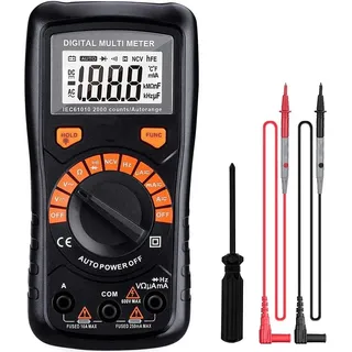 Tacklife DM02A, Digital Multimeter Automatisch , mit Berührungslose Spannungserkennung, beleuchtetem LCD-Display, Spannungs-, Strom- und Durchgang...