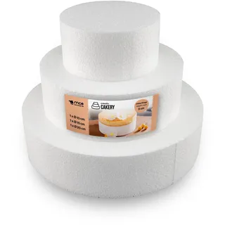 MCE-Commerce Styropor-Torte Set dreistöckig H 5 cm 10 cm 15 cm 20 cm