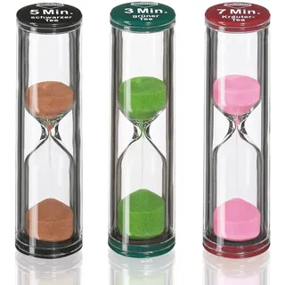 Küchenprofi Sanduhr TEATIME 3er-Set in Geschenkverpackung , Für die perfekte Zubereitung von grünen, schwarzen und Kräutertee , Glas , Genaue Ziehzeit , Tee Sanduhr , Tea Timer
