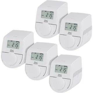 dnt 5er-Set Heizkörperthermostat ThermoTune, Stand-alone, ca. 4 Jahre Batterielaufzeit