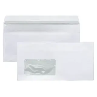 Herlitz Briefumschläge weiß, DIN lang, mit Fenster, selbstklebend, 75g/m2, 100 Stück