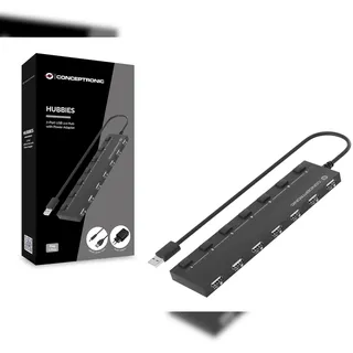 Conceptronic HUBBIES08BP USB-Hub 7 Port USB-A USB 2.0 480MBit/s Schwarz HUBBIES08BP