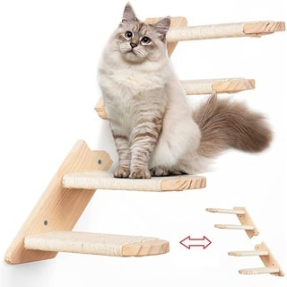 Katzentreppe mit Natürlicher Jute für die Wand, innen Kletterwand Katzenmöbel,Umkehrbar Montiertes Katzenkletterregal für Katze Klettern Spielen Faulenzen