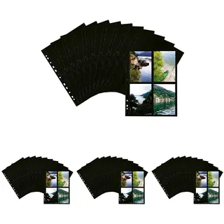 HERMA 7785 Fotophan Fotosichthüllen schwarz (10 x 15 cm hoch, 10 Hüllen, Folie) mit Eurolochung für Ordner und Ringbücher, beidseitig bestückbare Fotohüllen (Packung mit 4)
