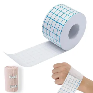 Fixomull Stretch 5 cm x 10 m Fixierpflaster Rolle aus Vliesstoff, Hautfreundliches, Wasserabweisend, Atmungsaktiv mit Eine Elastische Binde Bandage 5cm x 4,5m Zum Befestigen von Pflasterarten
