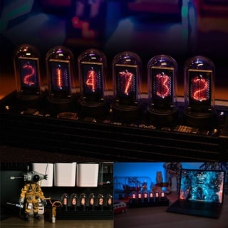 TWSOUL LED Nixie Uhr, Nixie Tube Clock, LED-Uhr, DIY Nixie Röhrenuhr, LED Digitaluhr 20 Modus, DIY Customized Photo Display, Digital Retro Vintage Uhr mit USB-Kabel Creative Geschenk