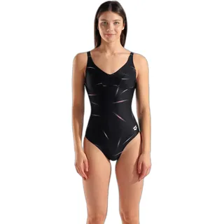 Badeanzug, Damen Arena Stars Rain U Back schwarz|bunt 48