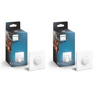 Philips Hue Smart Button für Hue Lichtsysteme, smarter Dimmer zur Steuerung von Leuchten, kabelloser Lichtschalter ohne Installation, weiß (Packung mit 2)