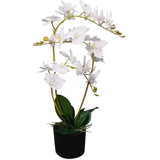 vidaXL Künstliche Orchidee mit Topf 65 cm Weiß