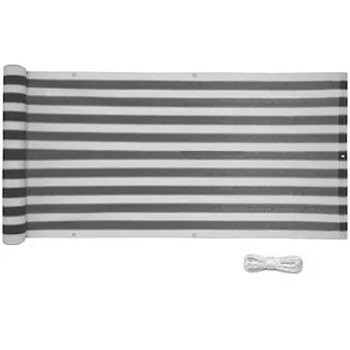 Estexo Balkonverkleidung 75 x 600 cm Grau/Weiß Kunststoff