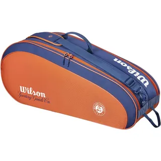 Wilson Roland Garros Team 6er-Pack Tennisschlägertasche, Fasst bis zu 6 Schläger, Mit einer großen Zubehörtasche für Kleidung, Farbe: Clay/Navy