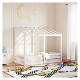 vidaXL Kinderbett mit Dach 70 x 140 cm Kiefer massiv weiß