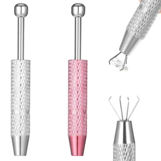 2 Stück Piercing Kugel Aufdreher, Edelstahl Piercing Zange für Kugeln mit 4 Klauen Schmuck Aufnehmwerkzeug für Pick up Piercing-Kugel Elektronische Komponenten Chip (Pink, Silber)