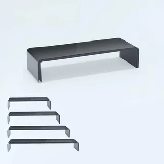 bijon TV Aufsatz Glas Bildschirm-Erhöhung | PC Monitor-Erhöhung, Schreibtisch-Aufsatz für Laptop Erhöhung, Monitor-Erhöhung | (B/T/H) 650x250x110mm - schwarz