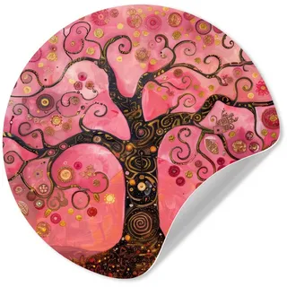 MuchoWow Wandsticker Baum - Baum des Lebens - Rosa - Gold (1 St), Wandtattoo Selbstklebend, Wohnzimmer Deko Aufkleber, 30x30 cm bunt 30 cm x 30 cm x 0.1 cm