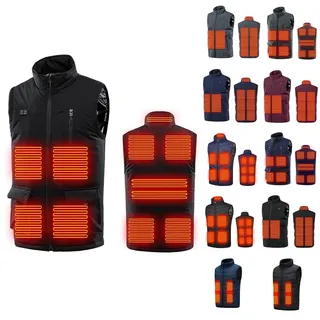 WANGTIANXUE Beheizbare Weste Unisex 11 Zonen USB Lade Heizweste, Beheizte Weste Herren/Damen Weste 3 Fakultativ Temperatur Heating Vest für Outdoor Skifahren Jagd Wandern Motorrad(Ohne Akku) - M