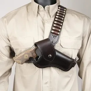 REMEK Mittelalterliches Steampunk Pistolenholster, Retro-Leder-Einzelwaffenhalter Revolver-Gürtelholster Mit 10-Kugel-Etui Revolver Tasche Western Cowboy Taille Hängende Pistolenholster