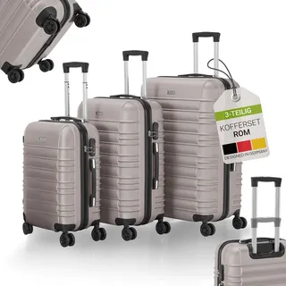 Juskys Rom Koffer-Set 3-tlg. champagner/beige