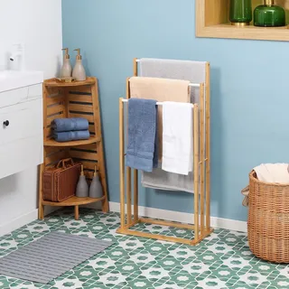 Homcom Handtuchständer Freistehend Natur 48 x 25,8 x 94 cm