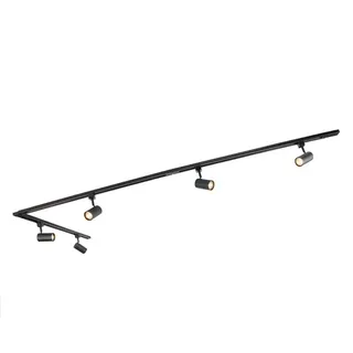 QAZQA Modernes Schienensystem mit 5 Strahlern Schwarz 1-phasig - Iconic Jeana