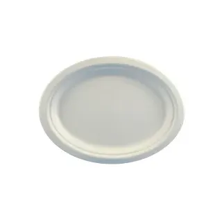 Papstar 81329 Einweggeschirr Teller, Zuckerrohr oval 26 cm x 20 cm x 2 cm weiss