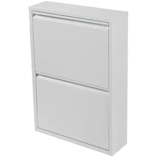 [en.casa] Sokndal 50 x 71 x 15 cm Schuhkipper Metall / weiß