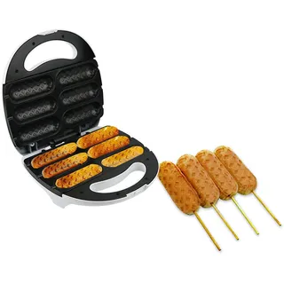 Corn Dog Maker, Corn Dog Waffel Maker, Non Stick Corn Dog Dog Maschine Machen 6 Mais Hunde, Mais Hund Waffel Maschine Machen Mais Hund in Minuten, Hot Dog Toaster (EU-Stecker