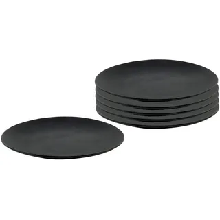 Feinkeramik Speiseteller 26 cm schwarz - 6er Set - Porzellan Hauptteller flach - Tellerset Keramikteller Salatteller Tafelservice Geschirr Service 6 Personen spülmaschinenfest